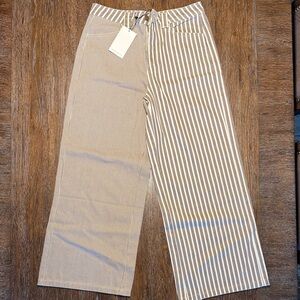 Miou Muse Striped Wide-Leg Pants, size Medium
